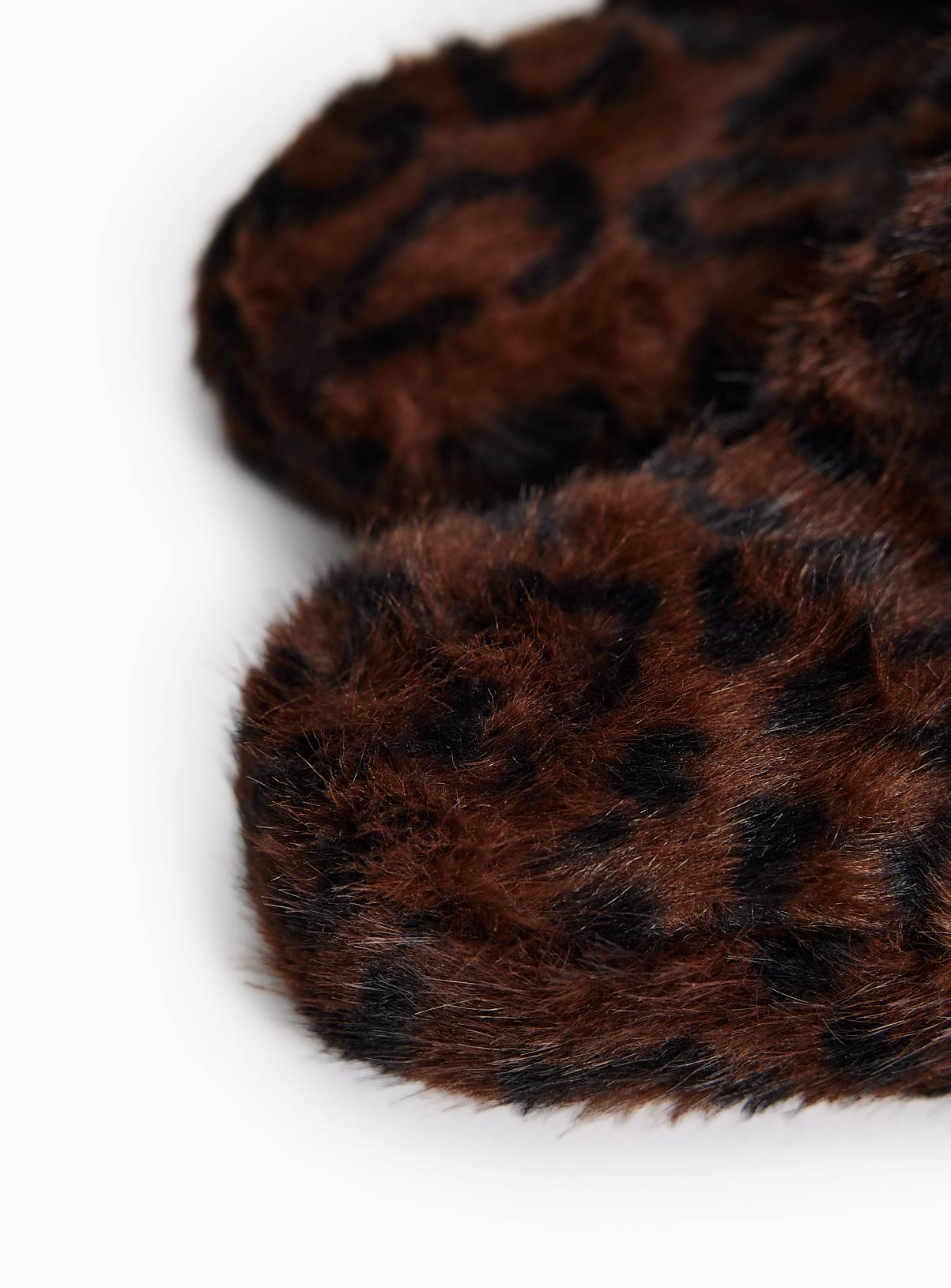 Brown Plush Faux Fur Mule Slippers L - Image 4